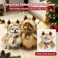 Cape de Noël pour animaux de compagnie, en fourrure douce, avec capuche, pour petits chiens et chats, costume de fête pour animaux de compagnie