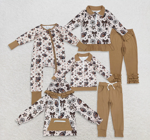 Conjuntos de Ropa para Bebés Hermanos, Niños y Niñas, Estampado Caqui, Algodón Orgánico, Pantalones con Bolsillos, Conjuntos Deportivos, Mamelucos con Cremallera - Product Image 6