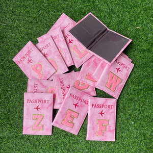 Popular Travel Airplane Essentials <strong>Passport</strong> Cover with Initial Monogram Chenille Letters <strong>Pink</strong> <strong>Passport</strong> Cover Book <strong>Holder</strong> - Product Image 1