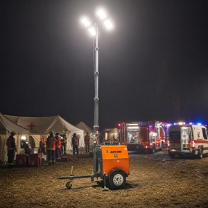 Générateur diesel Perkins télescopique mobile de 9 m, 12 kW, 1000 W, tour d'éclairage LED pour travaux de construction et d'entretien routier - Product Image 1