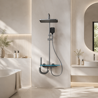 Ensemble de douche mural numérique en aluminium 4271 à commande par touches piano, mitigeur chaud/froid 4 fonctions, pour la maison – Vente directe usine