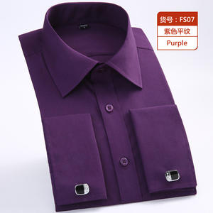 Camisas de vestir formales a rayas para hombre, camisa con botones y puños franceses de manga larga, ropa formal Blanca personalizable - Product Image 4