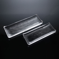 Longue assiette en verre transparente créative Assiette rectangulaire de cuisine japonaise Assiette à poisson ménagère Vaisselle à sushi plate Plateau en verre