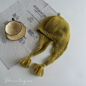 <span class=keywords><strong>Bonnet</strong></span> tricoté avec <span class=keywords><strong>deux</strong></span> tresses et nœud, <span class=keywords><strong>bonnet</strong></span> en laine chaud et coupe-vent pour bébé - Product Image 6