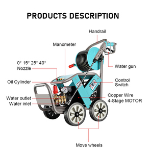 Nettoyeur haute pression 2,2 kW avec enrouleur de tuyau 190 bars et tuyau en acier de 20 m pour lavage de voitures, alimentation 220V/380V 2,2 kW - Product Image 4