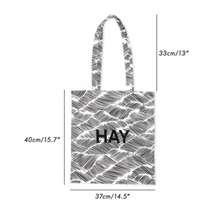Sac fourre-tout personnalisé en toile de coton à rayures noires et blanches Designer Work Beach Lunch Travel Grocery Shopping Bag - Product Image 4