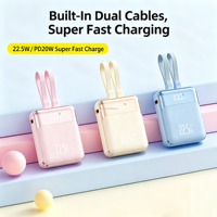 Nouvelle mini batterie externe électronique 20000 mAh, mince et portable, avec câble USB-C, Powerbanks 20000 mAh