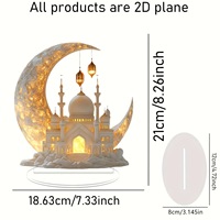 Vente en gros d'ornements de château en forme de croissant en acrylique 2D Décoration de la maison à la mode et signe de table Happy Eid Cadeaux de fête pour la décoration de la maison
