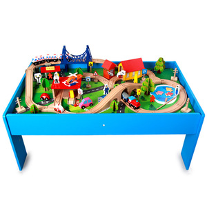 2024 nuevos productos de <span class=keywords><strong>madera</strong></span> Larges Rail Car juegos de <span class=keywords><strong>tren</strong></span> pequeño pista rompecabezas mesa de juego Montessori <span class=keywords><strong>tren</strong></span> de <span class=keywords><strong>madera</strong></span> juguetes para niños CE - Product Image 2