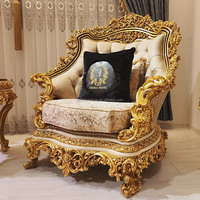Canapé en tissu de style européen palais de style français sculpture sur bois massif luxueux villa salon meubles en feuille d'or personnalisés