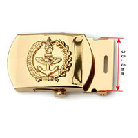 Ceinture décorative pour hommes de 3.5cm de largeur en cuivre couleur or avec logo en relief en alliage métallique pour boucle