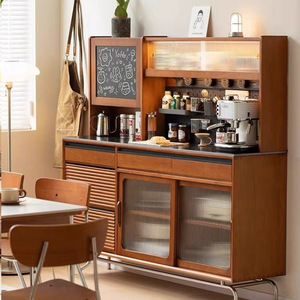 Mueble de Madera Maciza Nórdica Retro para Té, Aparador Multifuncional para Comedor, 900 mm de Alto - Product Image 1