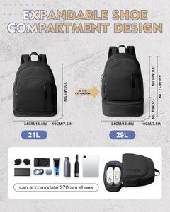 <b>Anti</b> <b>Theft</b> Lightweight Waterproof Zipper Travel Casual Sport Fitness Gym Laptop <b>Backpack</b> with Shoe Compartment for Men Women - Product Image 2