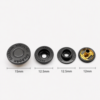 Kancing Tekan Logam Kuningan Gunmetal 15mm dengan Logo Kustom, Set 4 Bagian, Pengikat Kancing untuk Jaket, Mantel, Tas Kulit