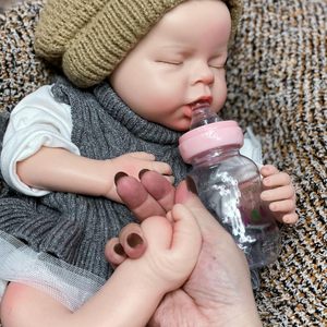 ตุ๊กตาซิลิโคนทั้งตัวขนาด 20 นิ้ว <span class=keywords><strong>เด็ก</strong></span><span class=keywords><strong>ผ</strong></span>ู้หญิงเหมือนจริง ท่าทางกำลังหลับ ทารกแรกเกิดแบบรีบอร์น สามารถเปิดปากได้ ของเล่นทำมือ - Product Image 5