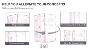 Enclos pour reptiles en acrylique magnétique personnalisé, expédié en 2 semaines, 20*20*35cm, pour grenouille, araignée, insecte, boîte d'élevage, terrarium, <span class=keywords><strong>cage</strong></span> - Product Image 5