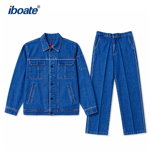 Conjunto <span class=keywords><strong>de</strong></span> Chaqueta y Pantalones <span class=keywords><strong>de</strong></span> Mezclilla Lavada FR con Logotipo Personalizado, Resistentes al Fuego, para Soldadura, <span class=keywords><strong>Trabajo</strong></span> Químico y Altas Temperaturas - Product Image 3