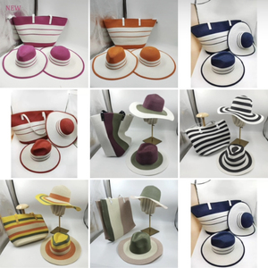 <span class=keywords><strong>New</strong></span> stripped thiết kế giấy rơm Sun <span class=keywords><strong>hat</strong></span> cho mùa hè mũ rơm Túi thiết lập ngoài trời sunhat Phụ Nữ Fedora mềm bãi biển <span class=keywords><strong>hat</strong></span> - Product Image 4