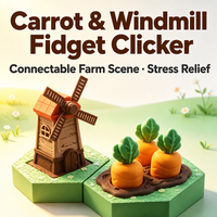Vashine Fidget Clicker Moulin à Vent Carotte Imprimé en 3D, Décoration de Bureau Scène de Ferme, Jouet Anti-Stress Amusant, Porte-clés, Cadeau Anti-Stress