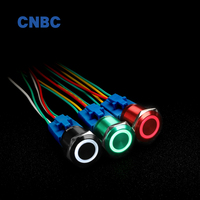 Interruptor de botón pulsador de Metal LED impermeable IP67 de 22mm de diámetro de alta calidad chapado en oro 220V 6 pines encendido-apagado momentáneo 250V Max