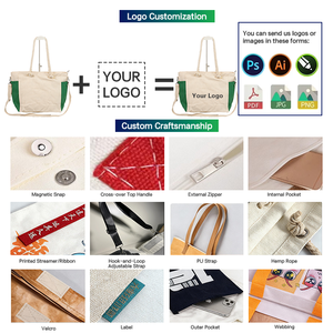 Sac fourre-tout en <span class=keywords><strong>toile</strong></span> bicolore style streetwear décontracté avec logo brodé personnalisé et bandoulière amovible pour les sorties quotidiennes et le shopping urbain - Product Image 4