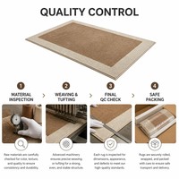 Tapis moderne bicolore moka crème avec bordure contrastante, grand tapis minimaliste pour entrée, idéal pour une décoration intérieure sophistiquée
