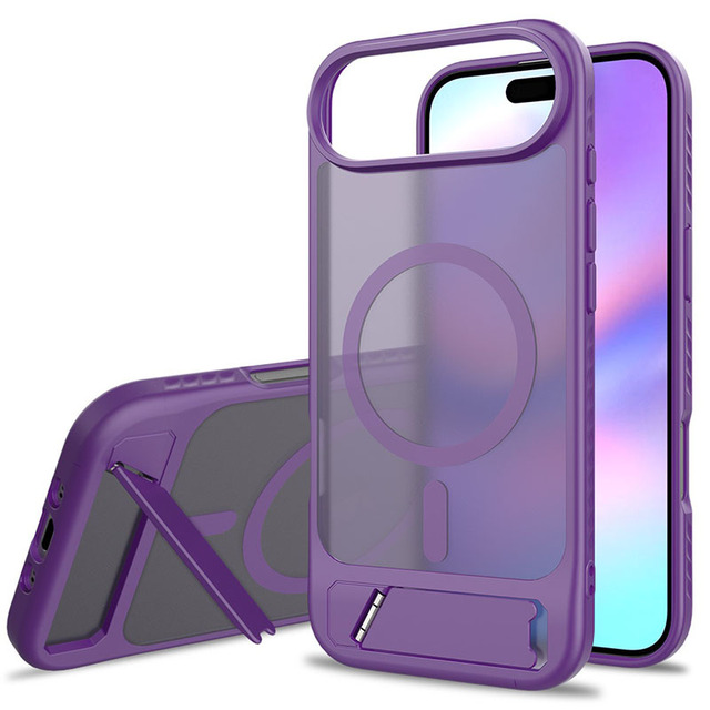 Magnetic Kickstand Phone Cases for iPhone 17 Air 17 Pro Max Invisible Bracket Phone Cover Frosting Skin Feel