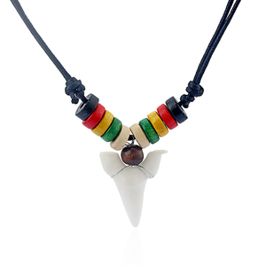 Classique <span class=keywords><strong>Blanc</strong></span> Résine Requin Dent Pendentif <span class=keywords><strong>Collier</strong></span> Forme Géométrique Coton Ciré Cordon Brin Réglable <span class=keywords><strong>Surf</strong></span> <span class=keywords><strong>Collier</strong></span> pour Mariage - Product Image 2