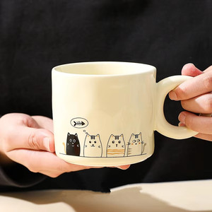 Taza de Cerámica de Gran Capacidad con Diseño de Dibujos Animados, Taza Creativa para Parejas de Gatos, Niña y Niño, Tazas de Café de Cerámica Lindas - Product Image 4