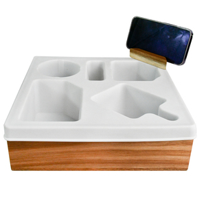 Caja de bambú de madera de acacia Premium Youlike, bandeja de Gel de sílice plegable de un solo nivel, multiusos para portavasos de sofá - Product Image 5