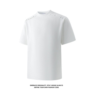 2026 New Men's Casual T-<b>Shirt</b>, American Style Stitch <b>Patchwork</b> Design, Loose Fit Crew Neck Short Sleeve Streetwear Tee - Product Image 2