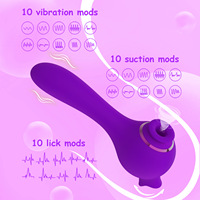3-in-1 Luftdruck-Vibrator Klitoris-Stimulator Saugfunktion Zungenlecken Doppelmotor Mehrere Geschwindigkeiten Wasserdicht USB-Aufladbar Massagegerät