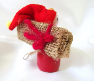 In legno santa doll ornamento di legno Santa con sacco di tela per la decorazione di natale - Product Image 4