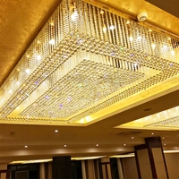 Plafonnier carré moderne en cristal doré, luminaire pour hall d'hôtel, salon, restaurant, projet