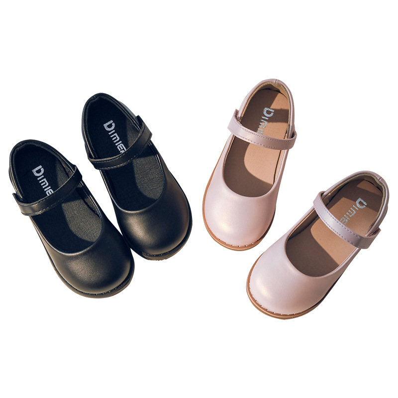 Children's and Girls' Leather Shoes Spring and Autumn 2021 New Simple Princess Leisure Black Student Performance Shoes