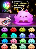 Lampe de chevet à télécommande RGB pour enfants, petite lampe LED en silicone en forme de nuage, lampe de table, lampe de sommeil, lampe de nuit pour bébé