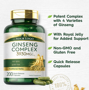 Suplemento Dietético Complexo de <span class=keywords><strong>Ginseng</strong></span> para Saúde Esportiva, Fabricação OEM, Não-OGM, Sem Glúten, Cápsulas Rápidas para Uso Adulto - Imunidade - Product Image 5