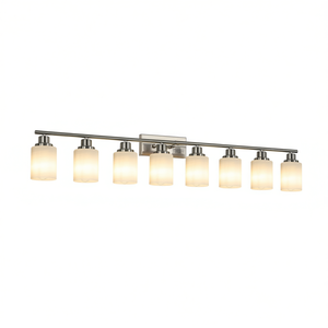 Modern 8-Light Vanity Wall Sconce Brushed Nickel Frosted Glass <b>Bathroom</b> Lighting 52 Inch No <b>Bulbs</b> - Product Image 1