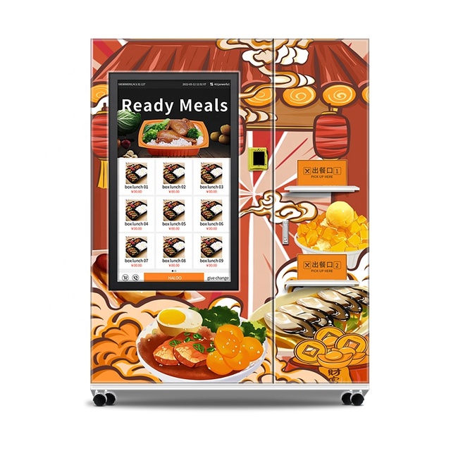 Haloo Vending Machine Supplier Haloo Multi Payment 49-inch Touch Screen Refridgerated Fast Food Box Lunch Vending Machine Automatically in Manufacturer