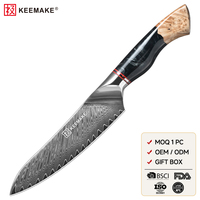 Couteau de chef 6 pouces en acier Damas VG10, ultra-affûté, couteau de cuisine japonais avec manche en bois stabilisé et résine