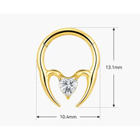 ASTM F136 Titan Herz Zirkon Segment Ring Doppelnutzen Nasen- und Ohrreif für Tägliches Tragen Körperpiercing Dekoration