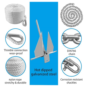 ISURE Kit jangkar perahu berat laut <span class=keywords><strong>Anchor</strong></span> Fluke dengan rantai jangkar dan tali untuk ukuran berbeda perahu Pontoon - Product Image 3