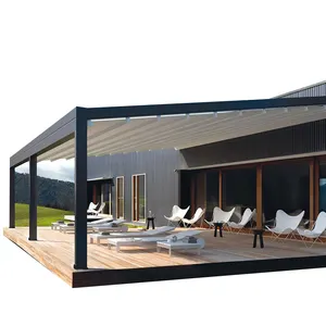 China composite waterproof fabric covers para exterior polycarbonate retractable roof awning pergola