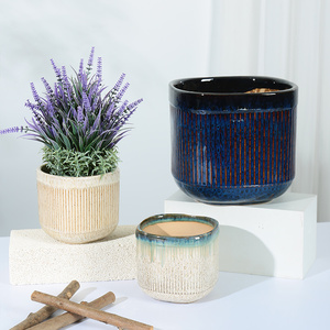 屋外ガーデン装飾 大型プランターポット モダンデザイン アトランティックスタイル陶器 家庭用苗床 床置き用フラワーポット プランター - Product Image 3