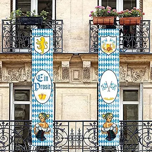 Bannière de porte de la couronne de Lion Oktoberfest, simple face, décorations suspendues de fête à thème allemand