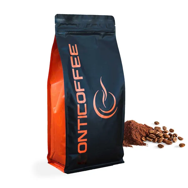 Angepasst Label Kunststoff Kraft Papier Beutel Einwegventil Gerösteten Bean Flachen Boden Kaffee Tasche Verpackung