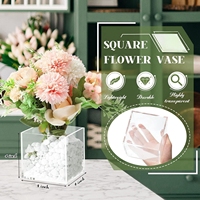 Vase carré en acrylique transparent, forme cube, pièce maîtresse décorative pour mariage, maison, bureau, décoration florale