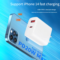 Kompakt 20w Pd Duvar Şarj Cihazı Adaptörü Tip C - Tip C Hızlı Şarj Kablosu Seti, Renkli Kutu ile Birlikte, Küresel İş Seyahatleri ve Araba Kullanımı İçin
