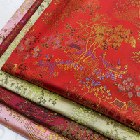Tissu de brocart jacquard à motif de paysage chinois de haute qualité Tissu mélangé de polyester pour boîtes à bijoux/artisanat