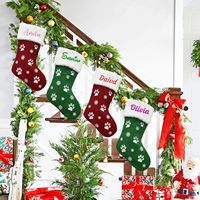 Chaussette de Noël brodée personnalisée avec nom, sac cadeau, porte-bonbons de Noël personnalisé, décoration